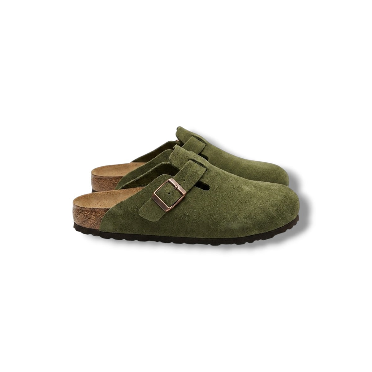 Wildleder Clogs Matchagrün